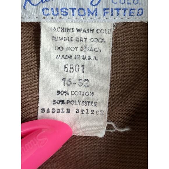 VTG Rockmount Pear Snap Western Shirt Men's Size 16-32 Brown Ranch Wear USA - Picture 4 of 5